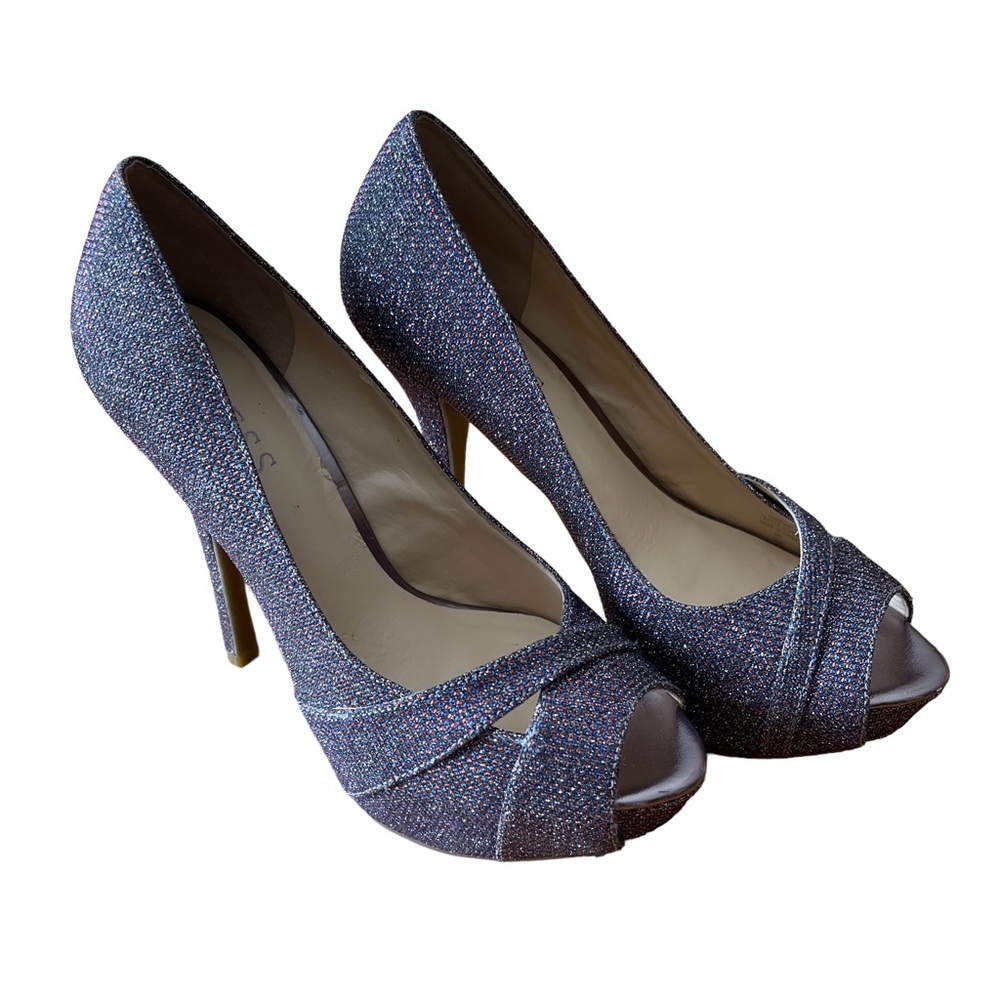 Guess Sparkly Dress Shoes Platforms Purple Cocktail High Heels Shoes Size 6
